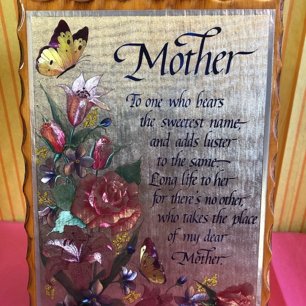 Scafa Art Hanging Wood Plaque Vintage Decor Mother Poem